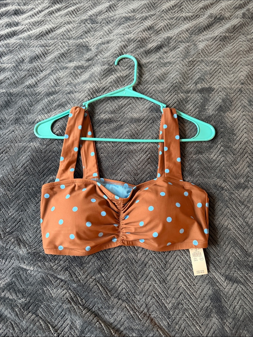 Aerie Polka Dot Bikini Top with Light Blue Dots Large